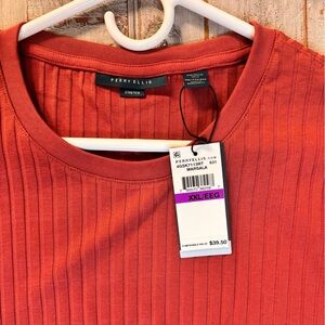 Perry Ellis Brick Red Ribbed Tee